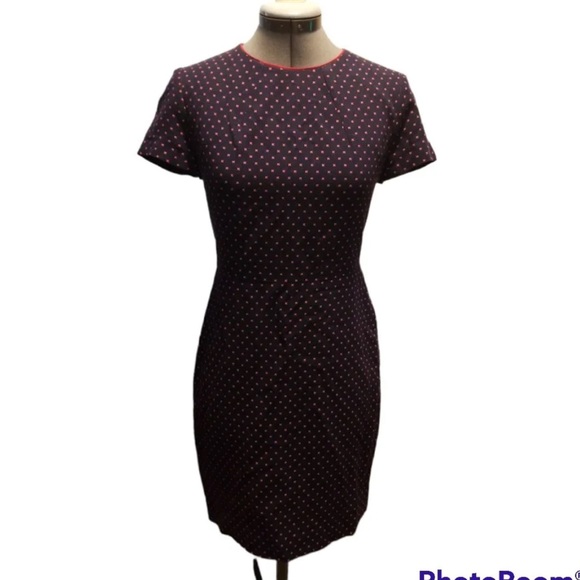 NWOT Sandro Paris Size 1 Navy and Red Embroidered Cutout jacquard mini dress - Picture 12 of 16